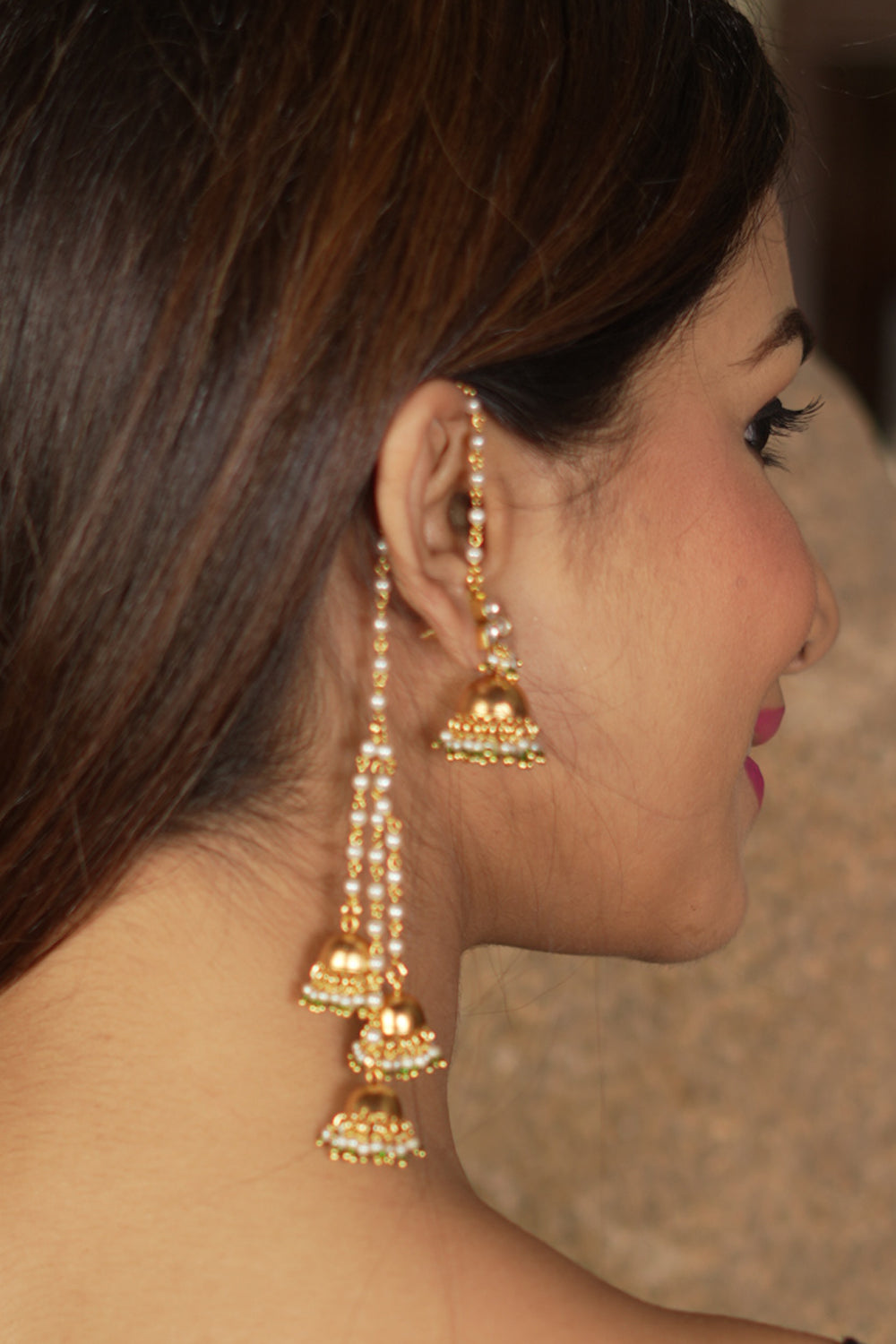 Kashmiri Dur Jhumkas with jadau Kundan Handmade jewelry