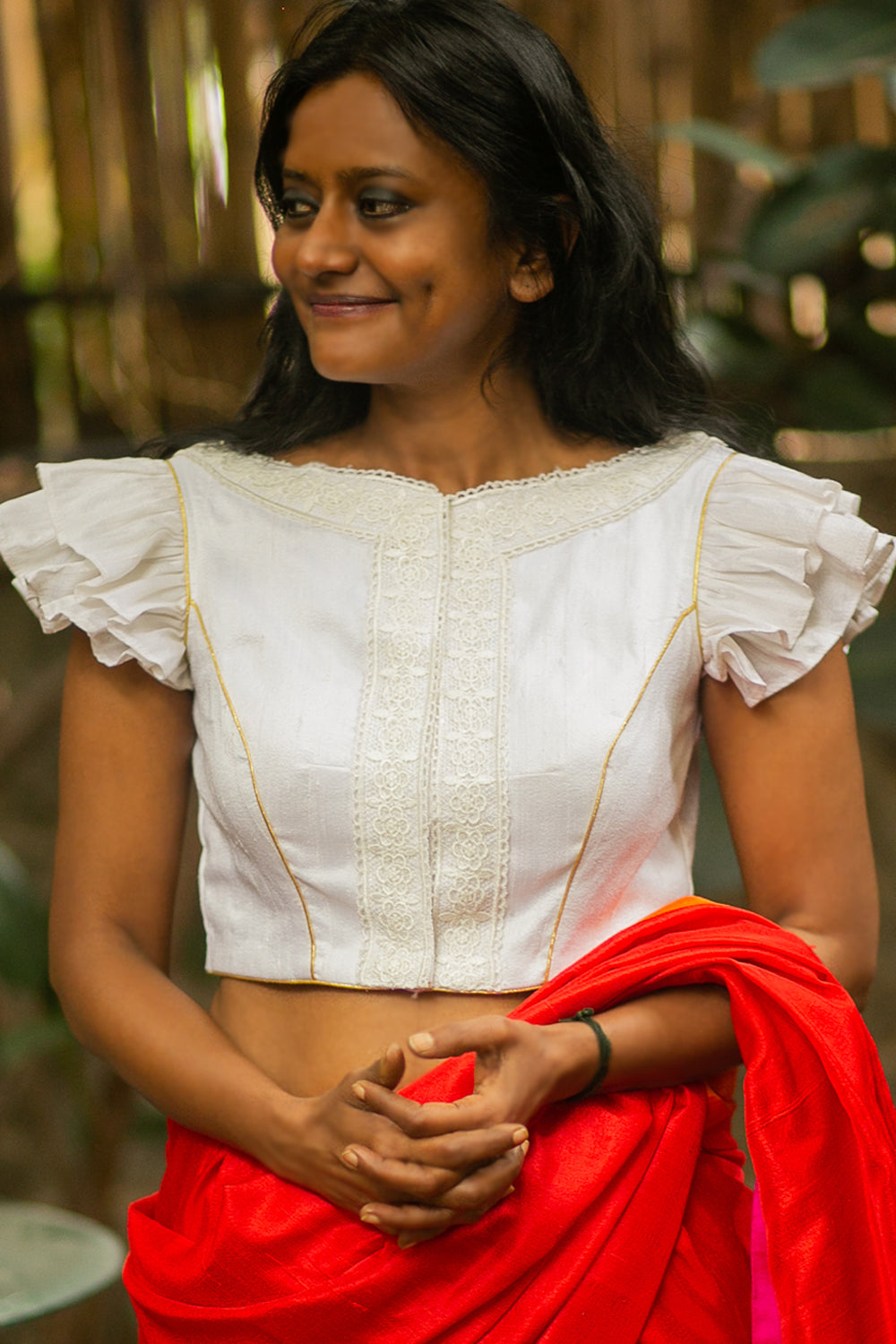 White lace shop saree blouse