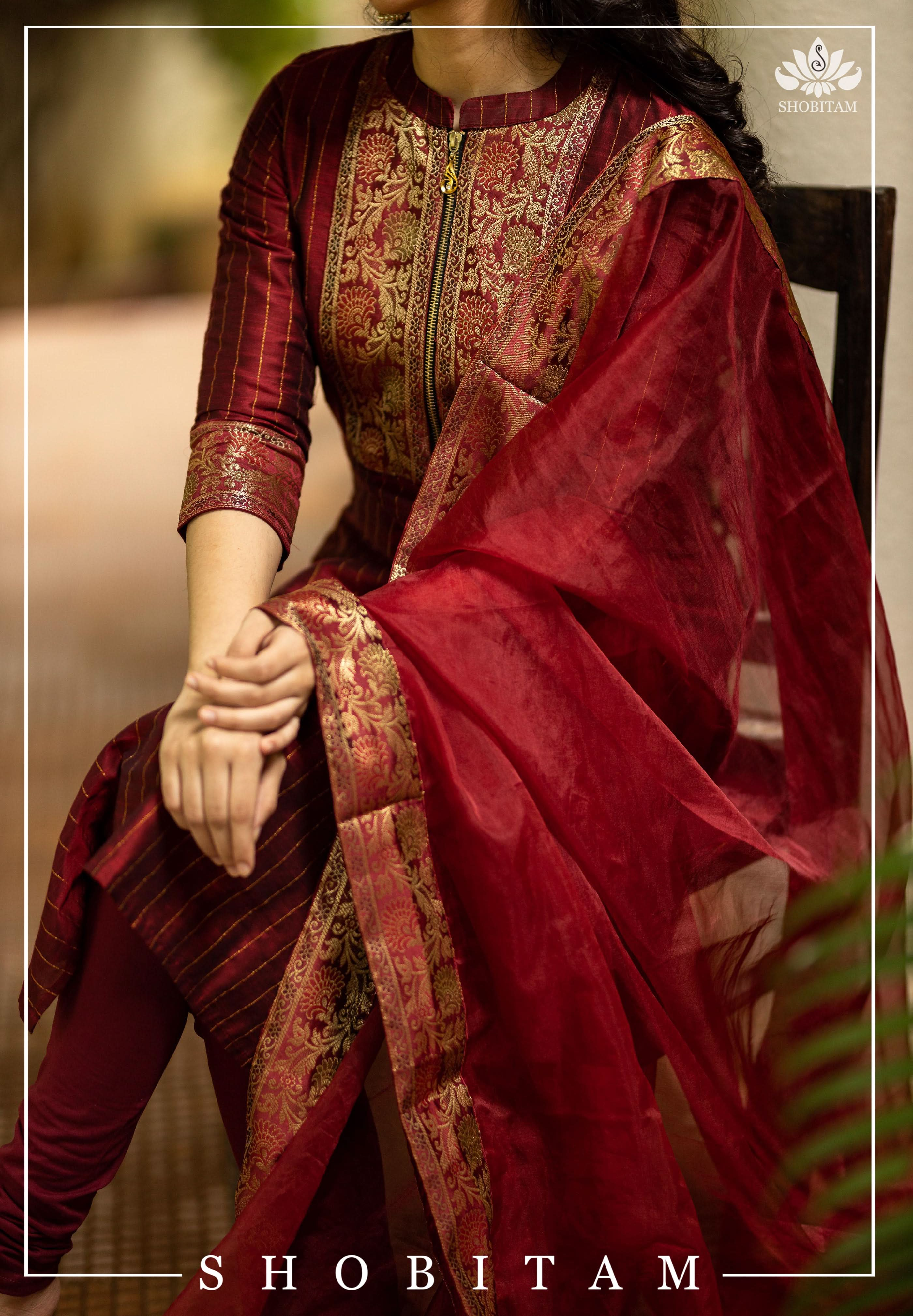 Sangamithrai Maroon | Shobitam Custom Gowns and Readymades | Made to Order