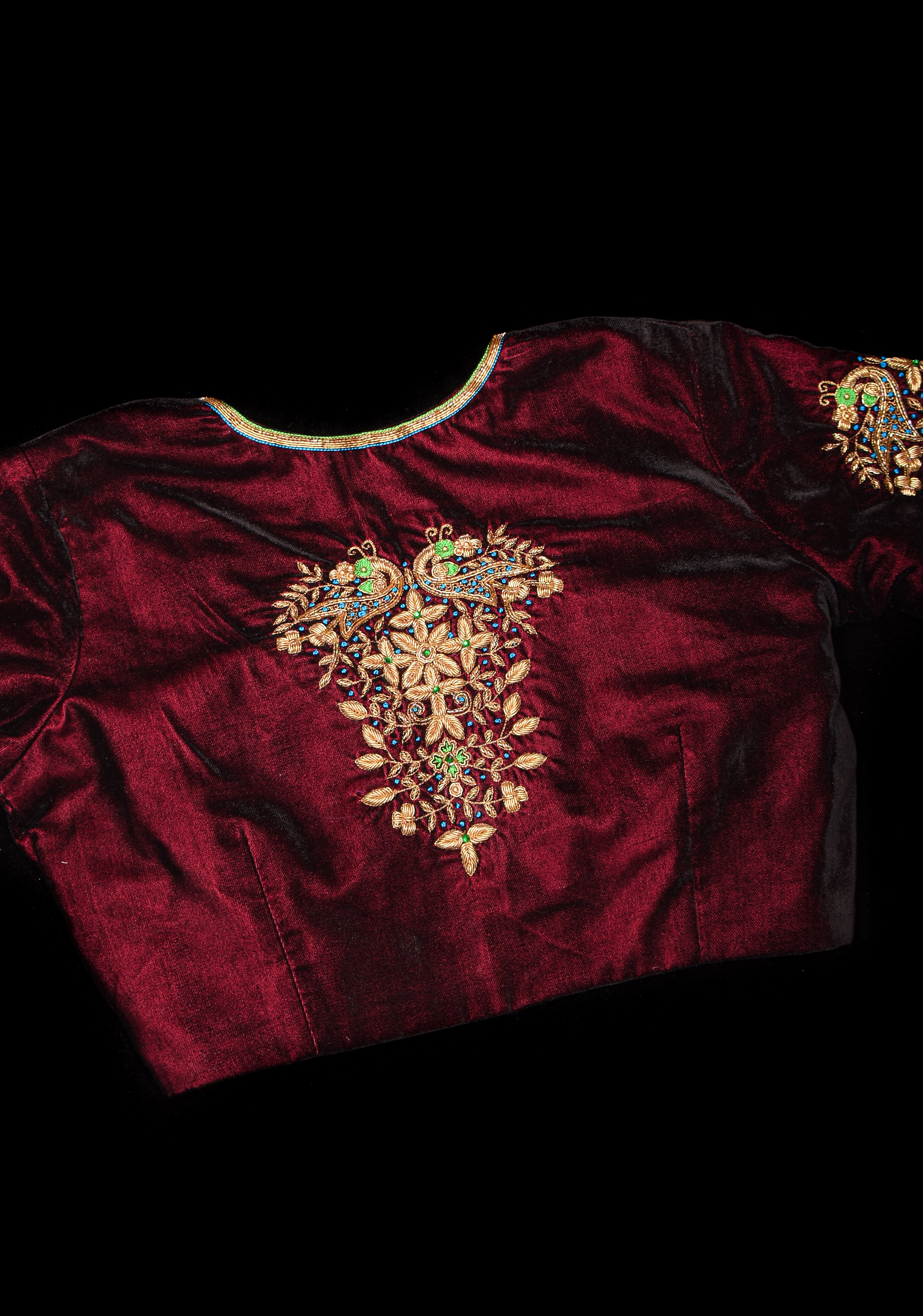 Maroon Velvet Blouse with Zardosi Work,  Mix and Match Blouse for saree, Made to Order