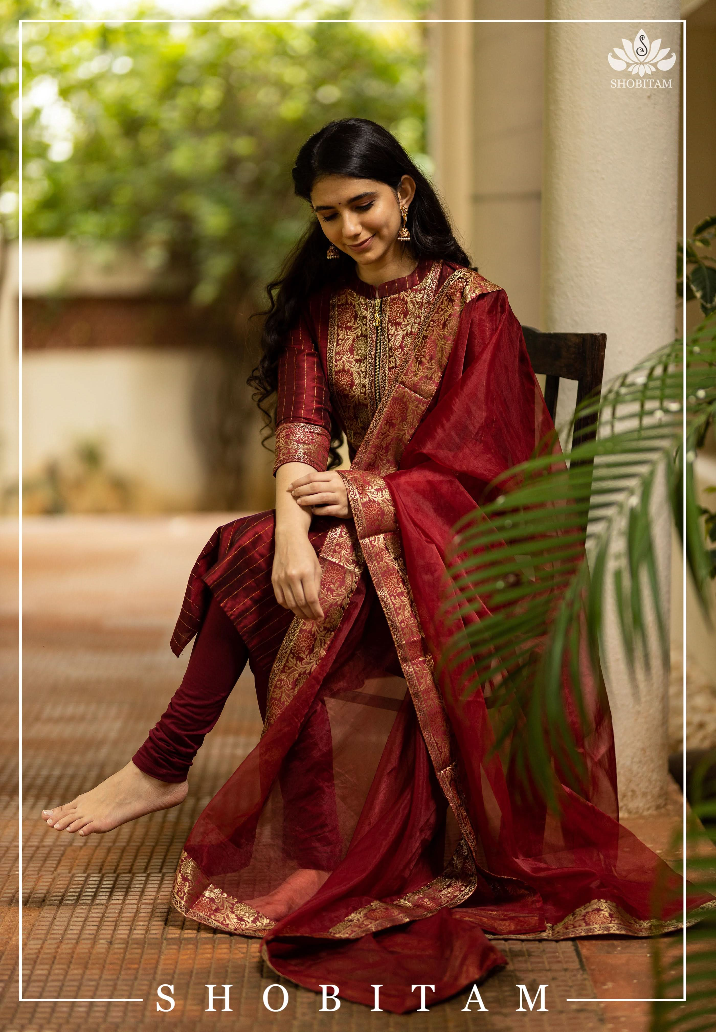 Sangamithrai Maroon | Shobitam Custom Gowns and Readymades | Made to Order