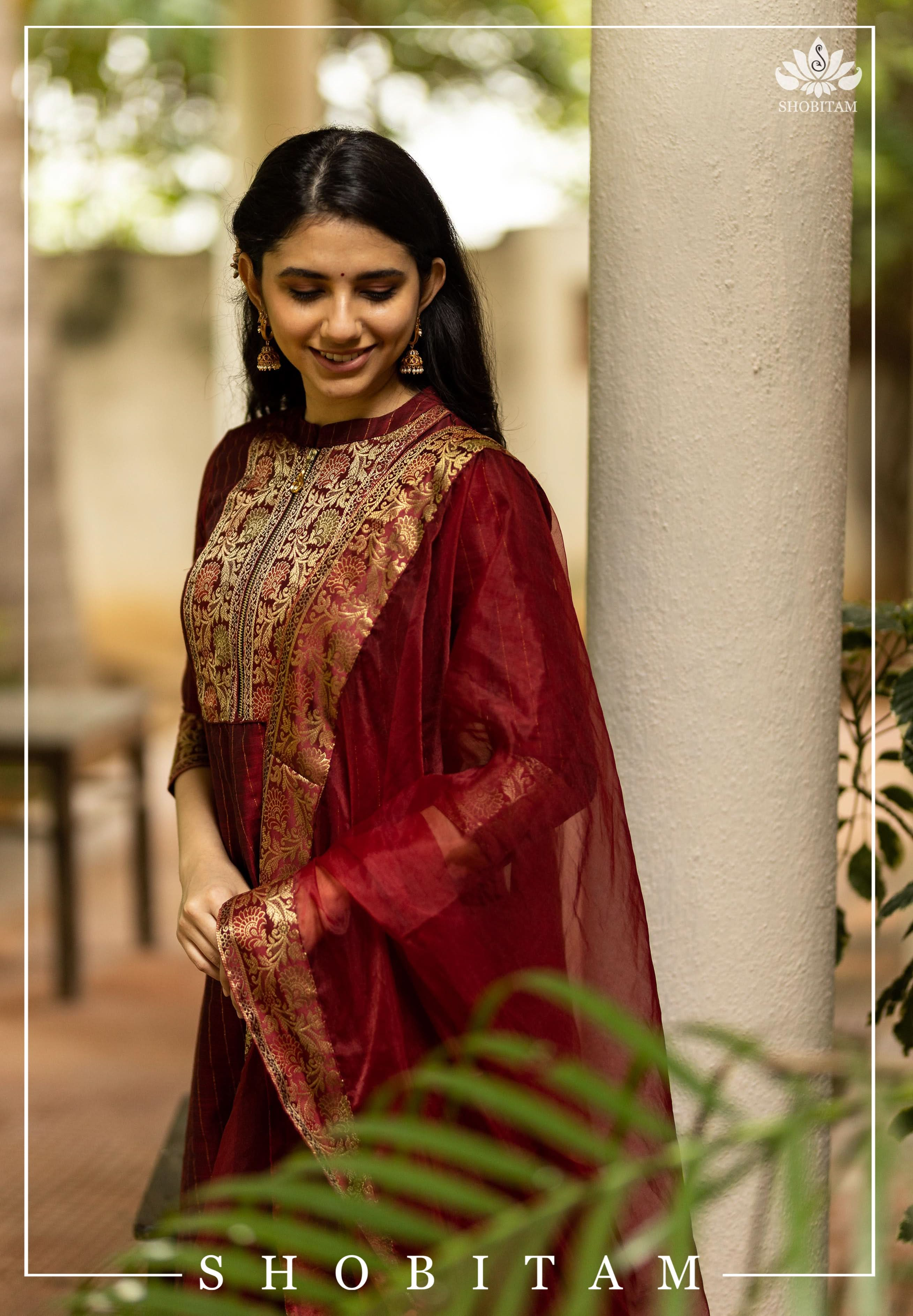 Sangamithrai Maroon | Shobitam Custom Gowns and Readymades | Made to Order