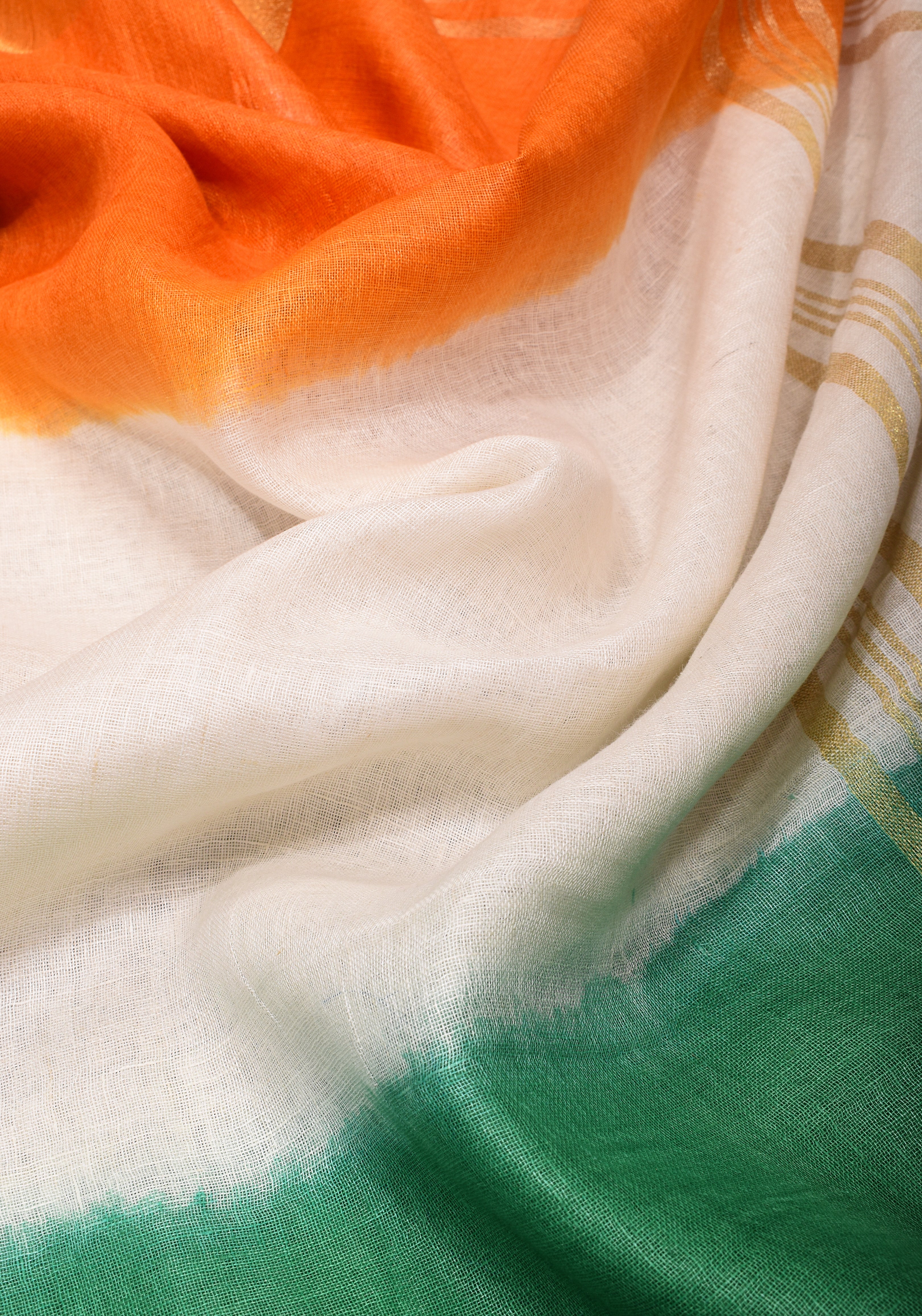 Stunning India Flag Tricolor Pure Linen by Linen Saree. Top Seller Vidya Balan Special!