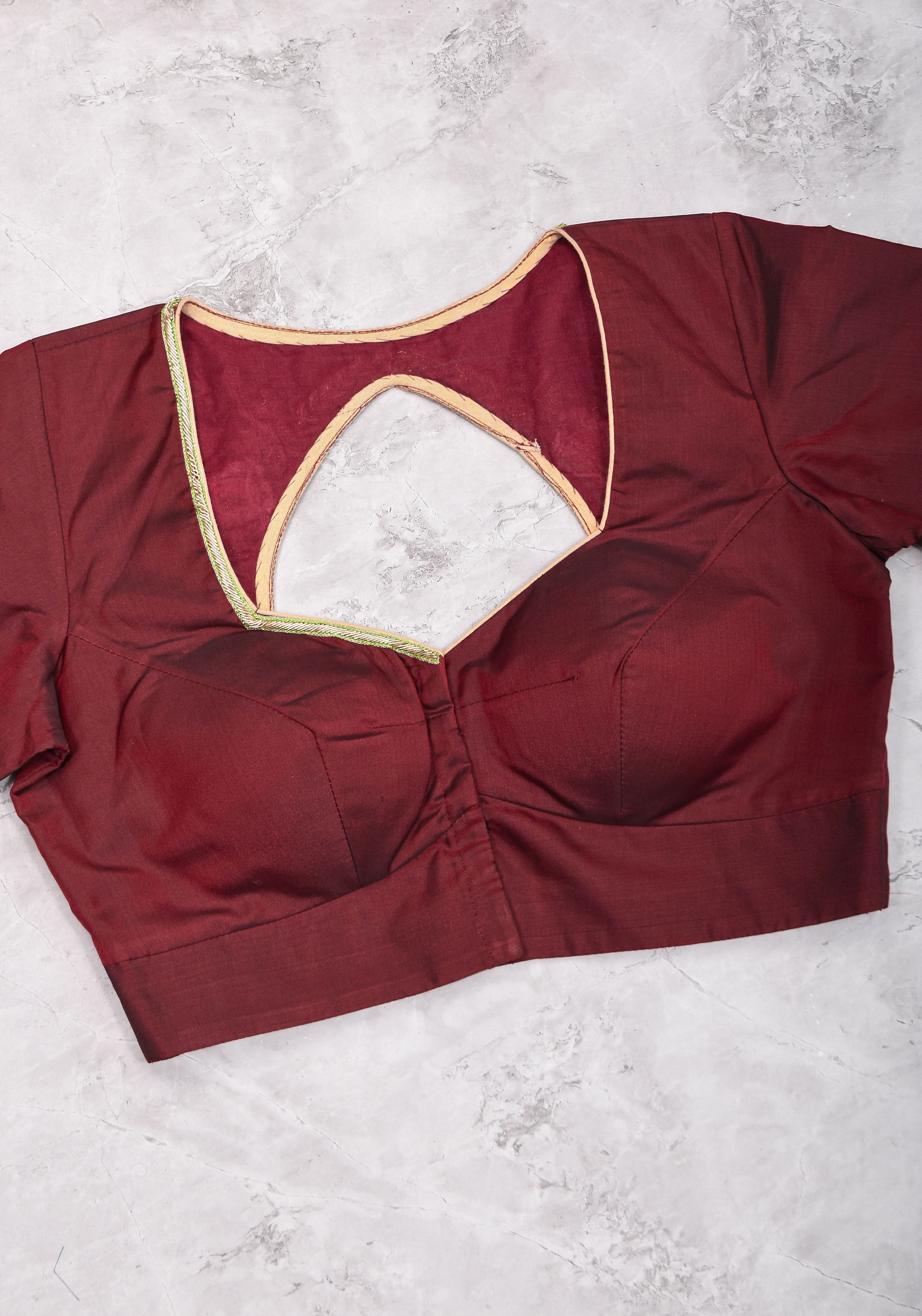 Made to Order: Hand Zardosi and French Knot Embroidered Blouse in Maroon | Shobitam Blouse