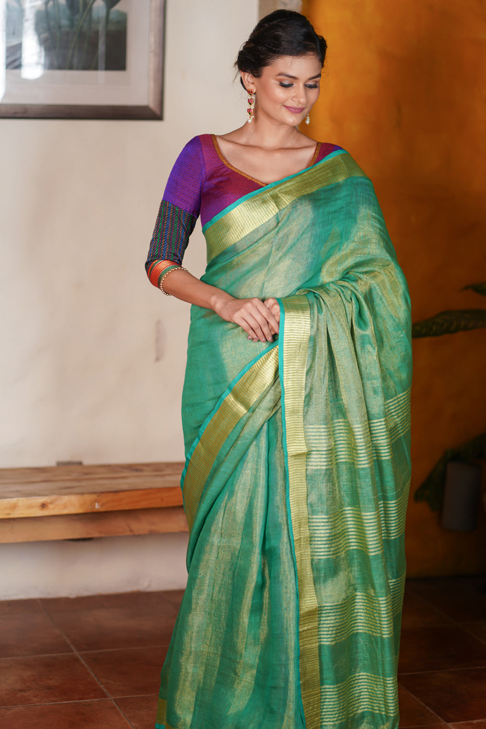 Charming Rama Green Color Silk Saree