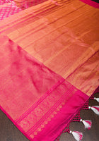 Pink floral Design exquisite Brocade Tissue Kanjivaram Pure Silk Saree | SILK MARK CERTIFIED