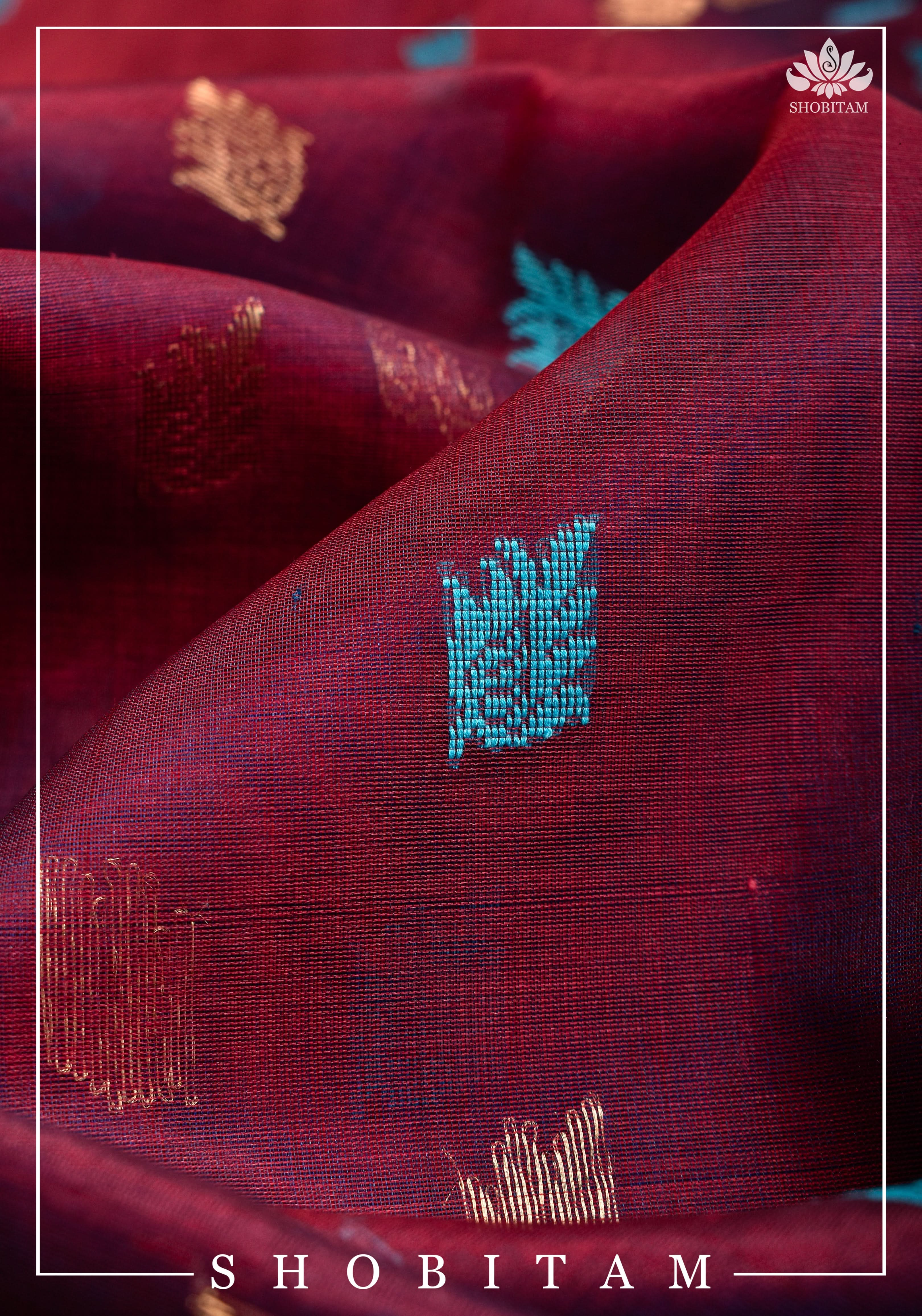 Unique Chanderi Silk saree in Plum with Stacked Sona Rupa Zari Borders | Sarees By shobitam