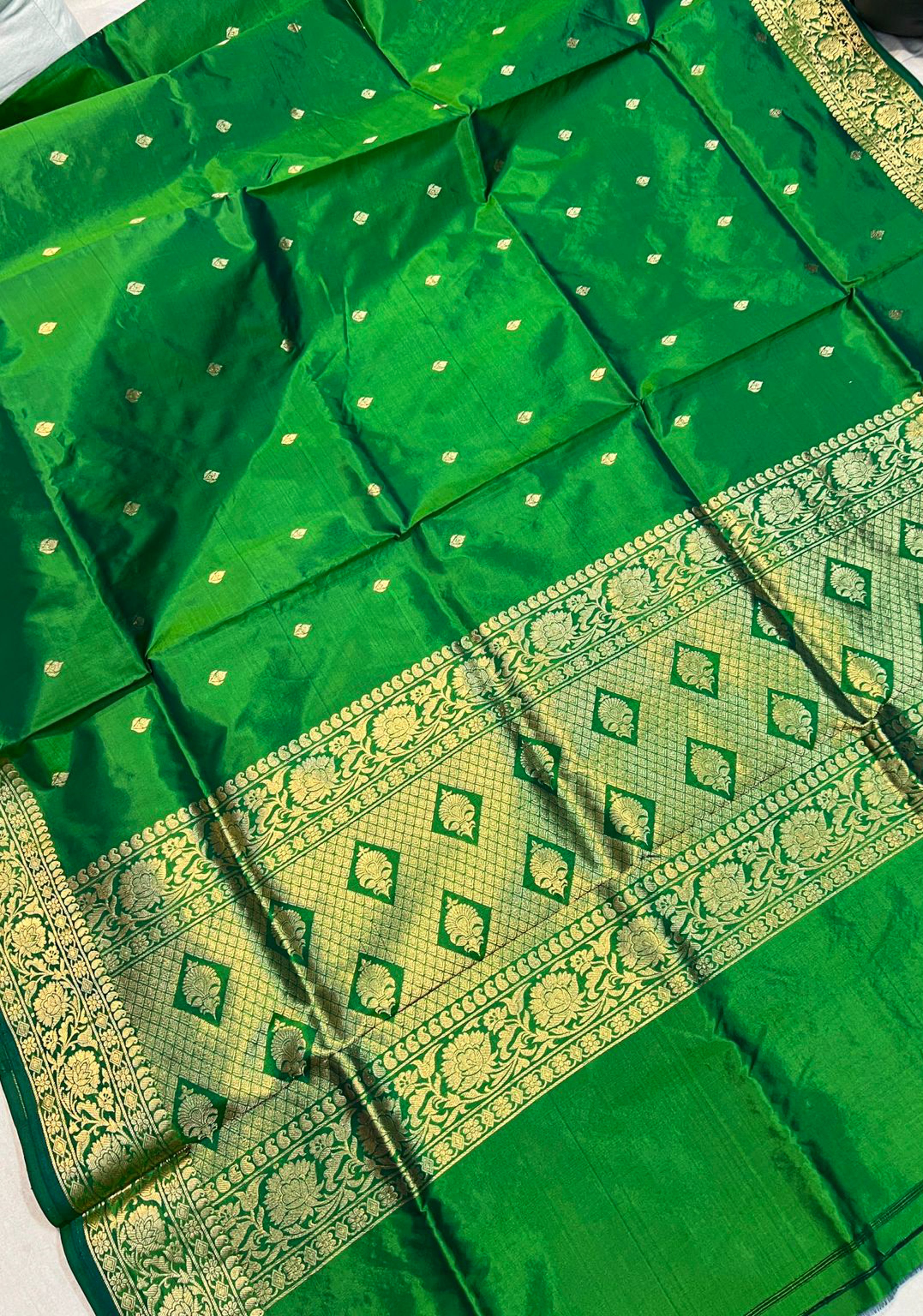 Lightweight Banarasi saree in sea green | SILK MARK CERTIFIED