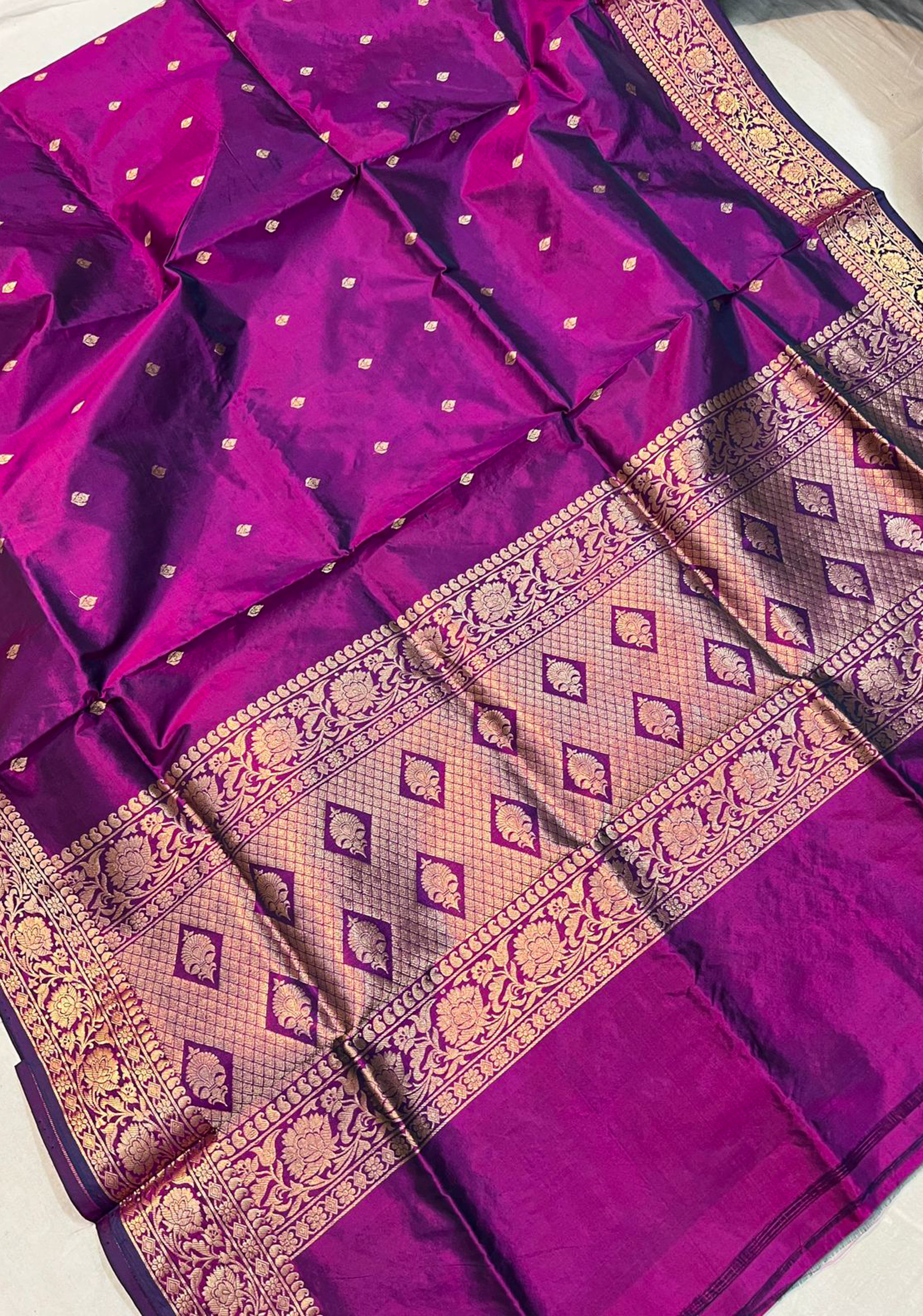 Plum Banarasi lightweight saree| SILK MARK CERTIFIED