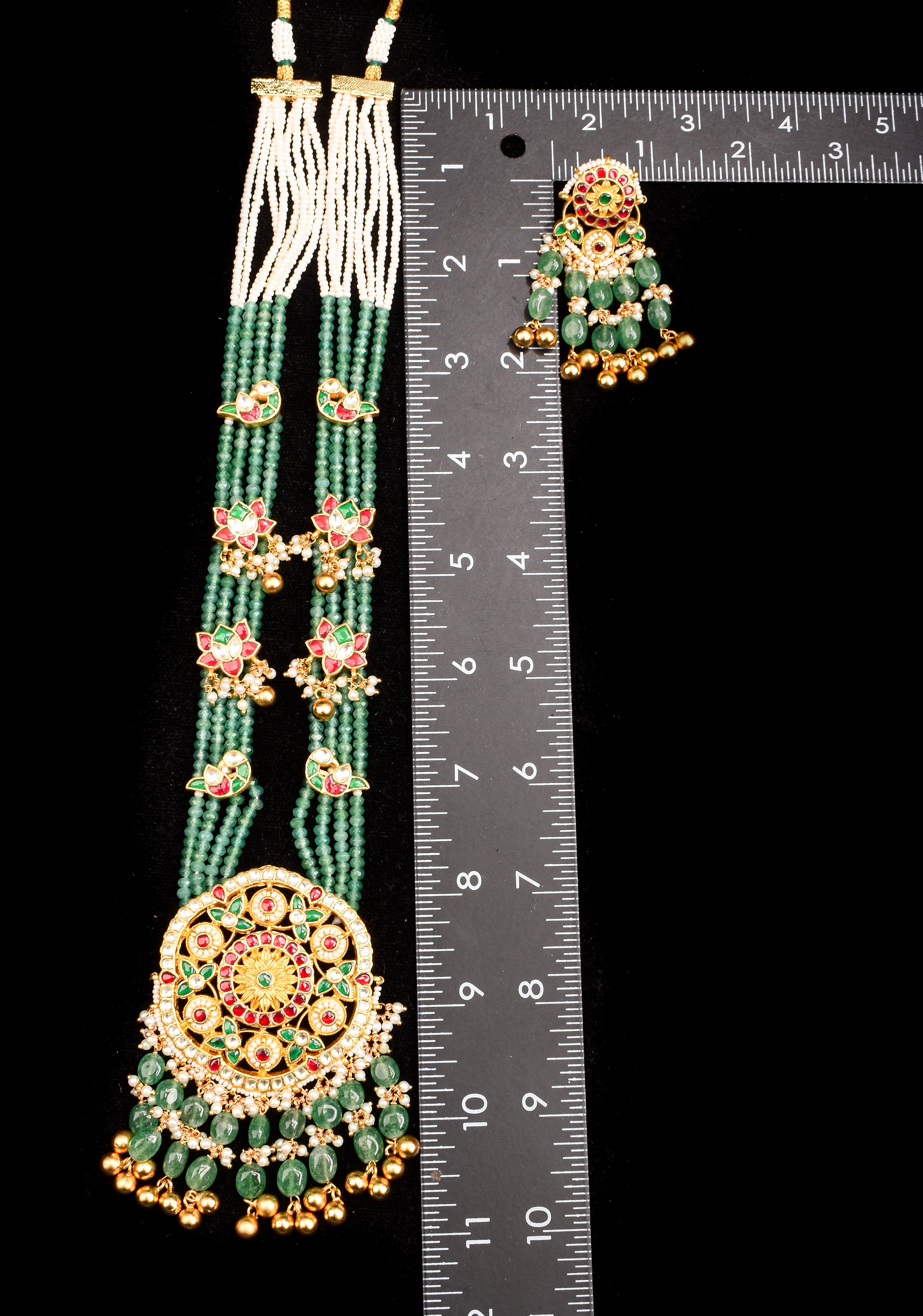 Mandala Maharani Haar with side charms  and matching earrings