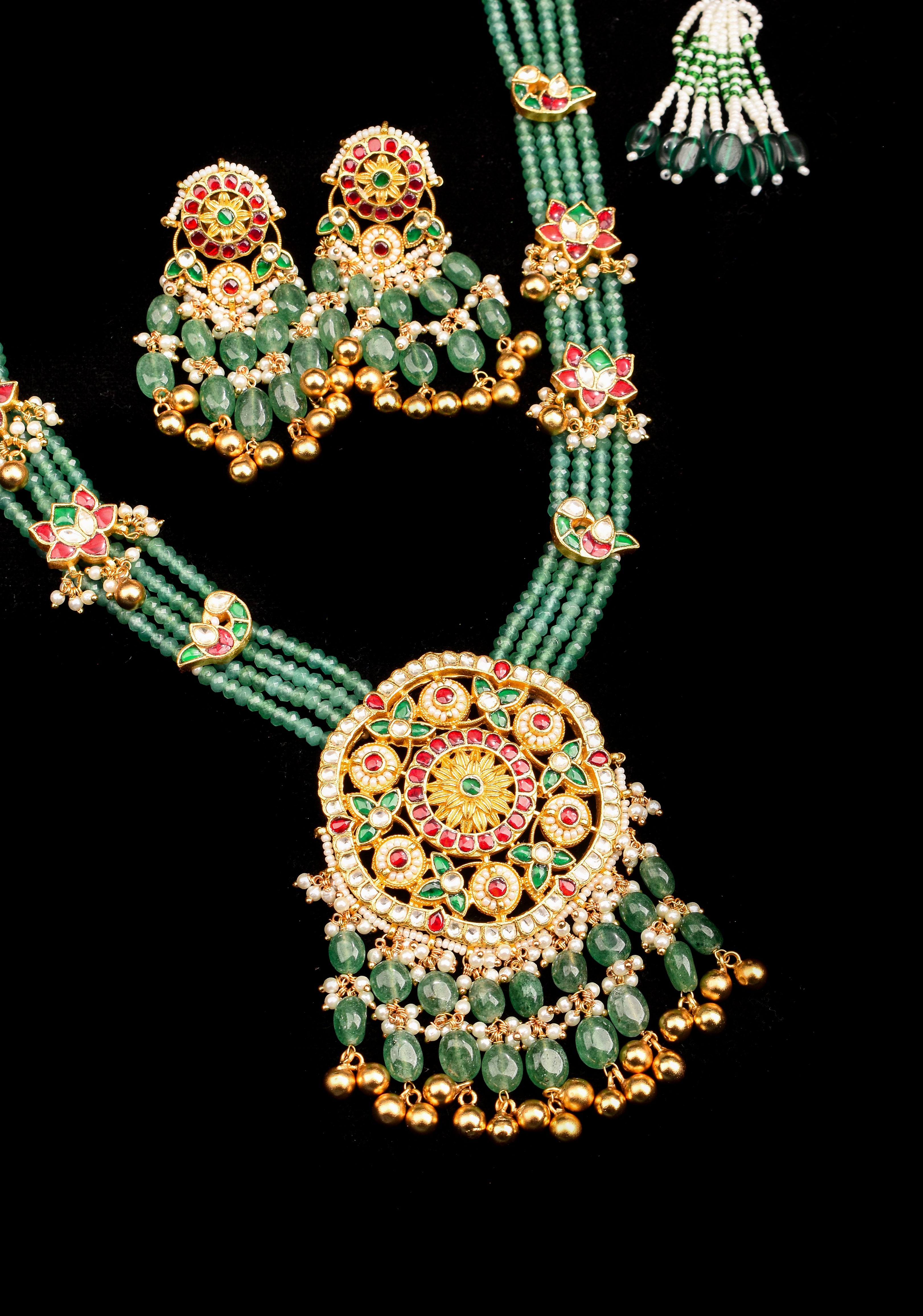 Mandala Maharani Haar with side charms  and matching earrings