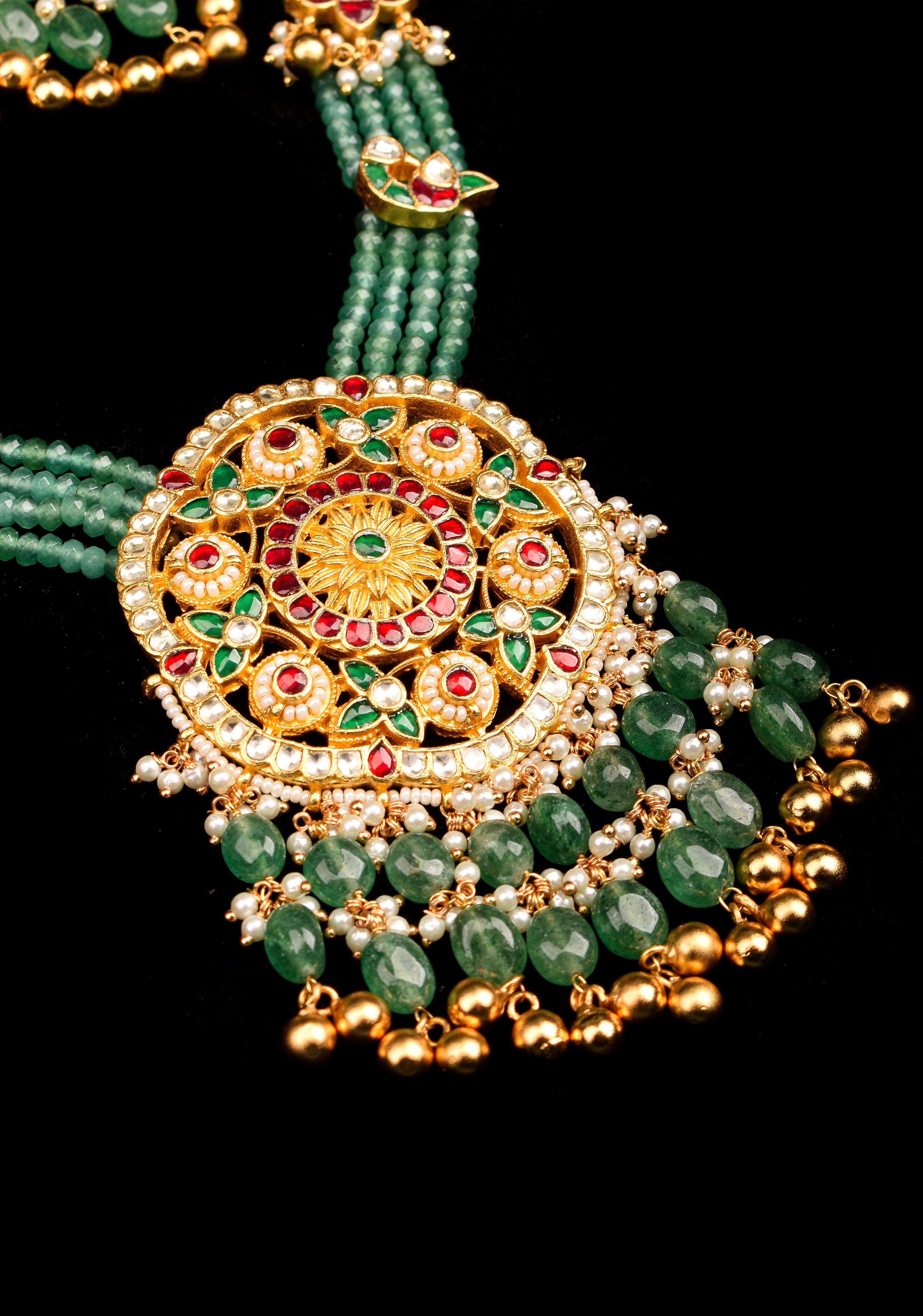 Mandala Maharani Haar with side charms  and matching earrings