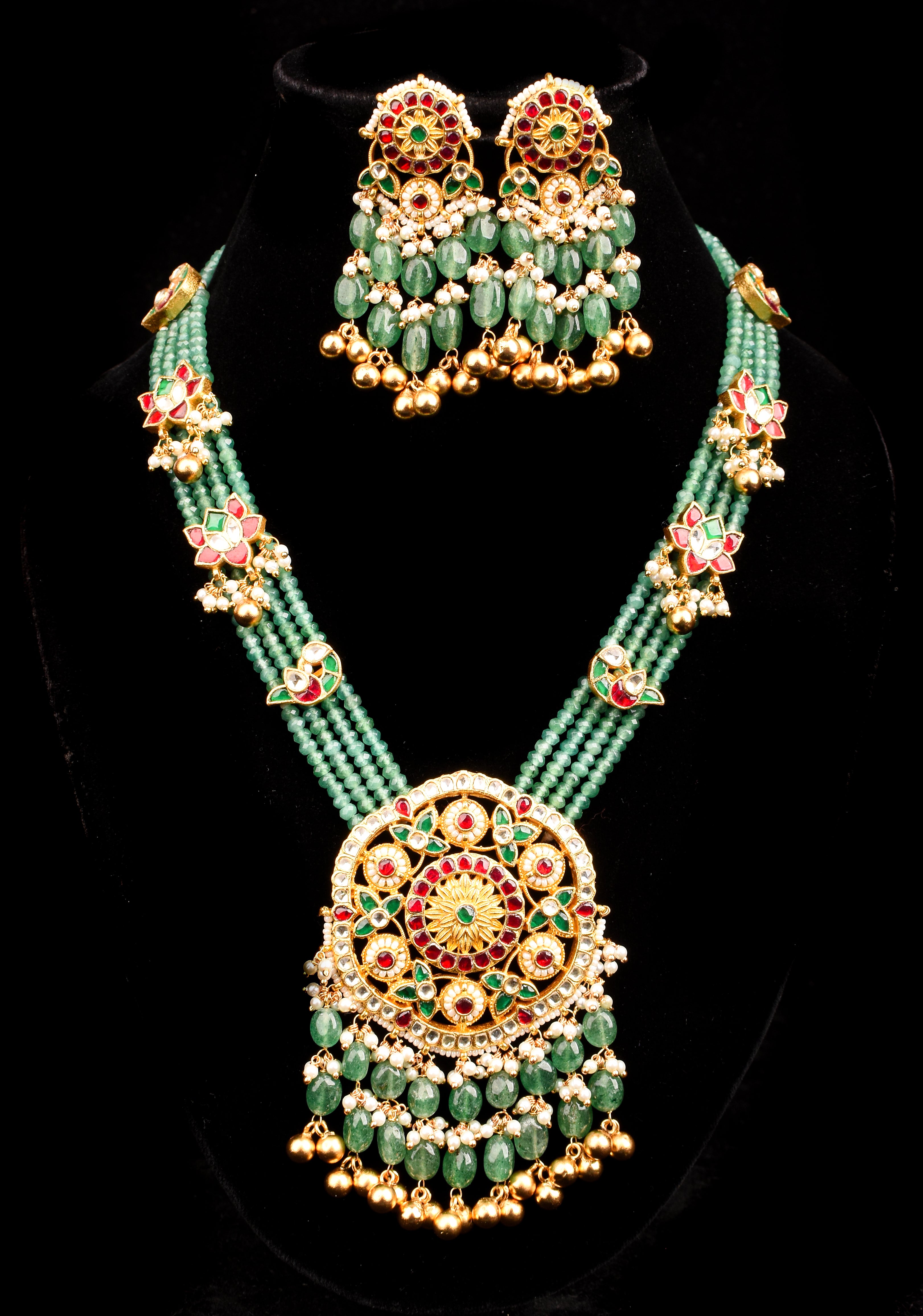 Mandala Maharani Haar with side charms  and matching earrings