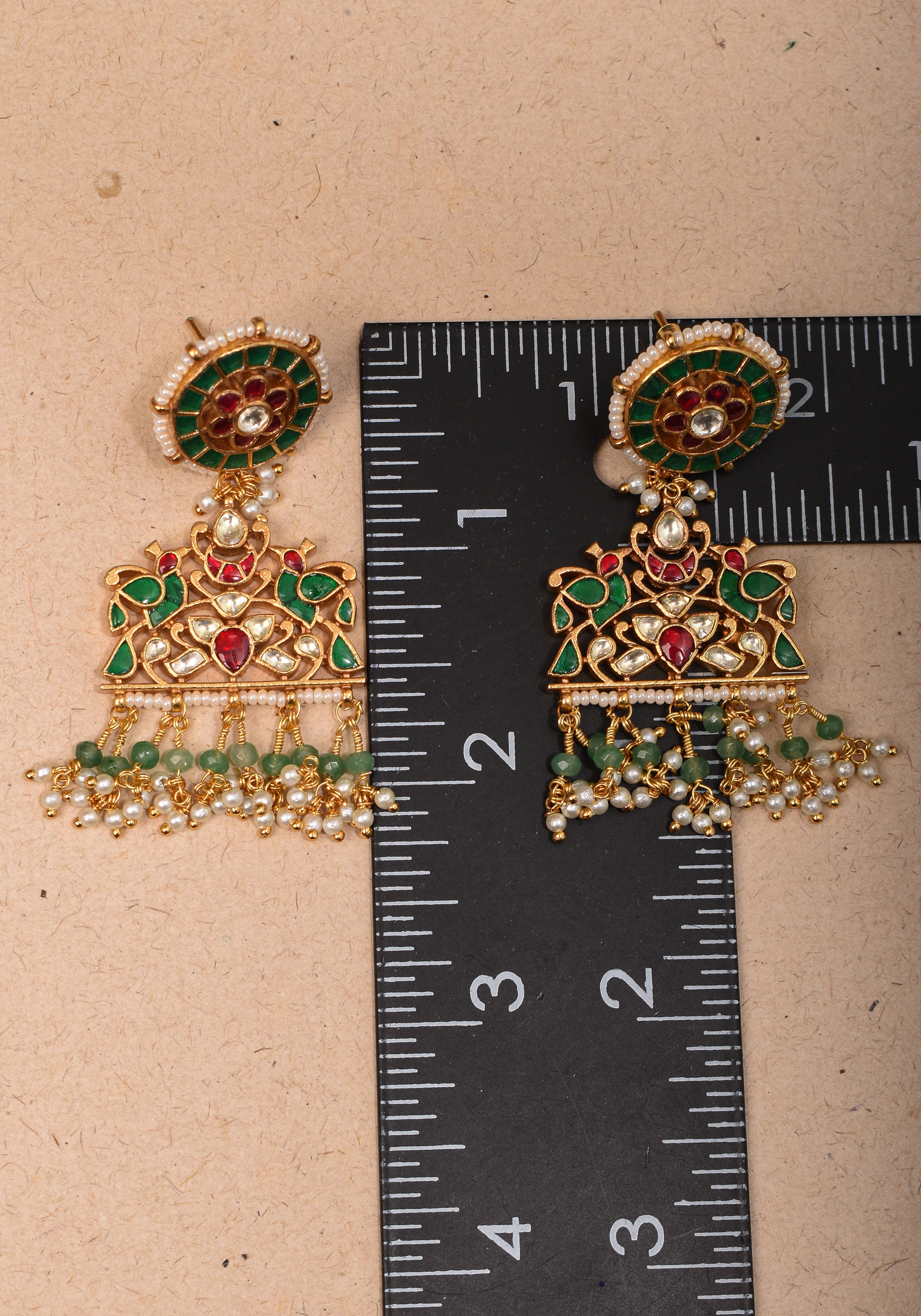 Ahmedabadi Kundan Peacock design jadau Earrings | Shobitam Jewelry