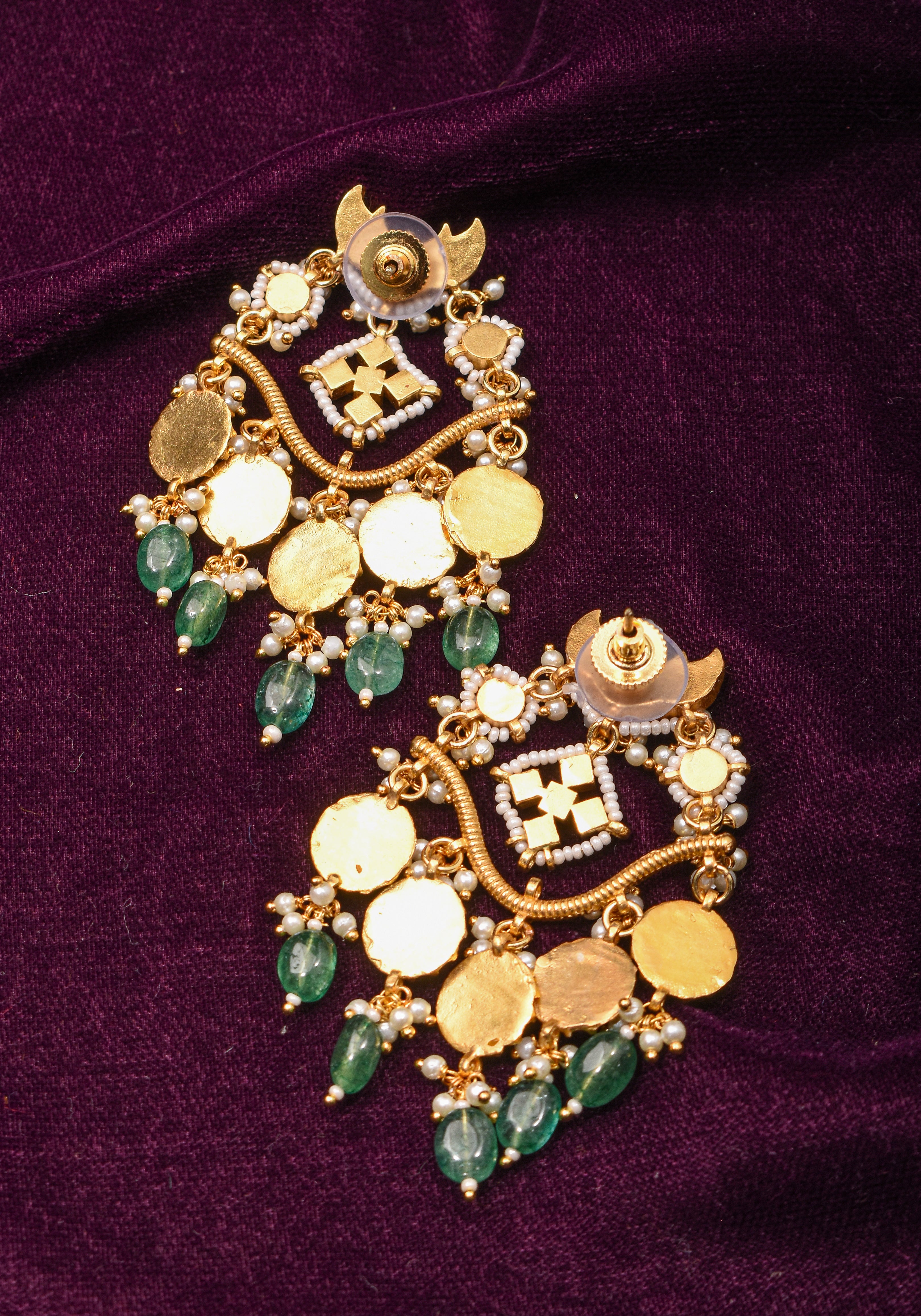 Chandbali Earrings with Kundan  stones and dangling  beads