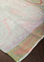 Handmade Marble Print on Silk Linen Saree