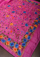 Magenta Pure Gachi Tussar Silk Saree with Hand Embroidery |CERTIFIED SILK