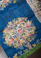 Blue Tree of Life Batik Gachi Tussar Silk Saree | CERTIFIED SILK