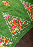 Green Ombre Gachi Tussar Silk Saree with Hand Embroidery | CERTIFIED SILK