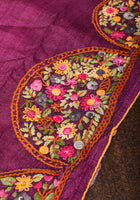 Magenta Ombre  Gachi Tussar Silk Saree with Hand Embroidery |CERTIFIED SILK