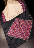 Cream Gachi Tussar Silk Saree with Pitta and Mirror Work | CERTIFIED SILK