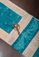 Blue Gachi Tussar Silk Saree with pitta and Mirror Work | CERTIFIED SILK