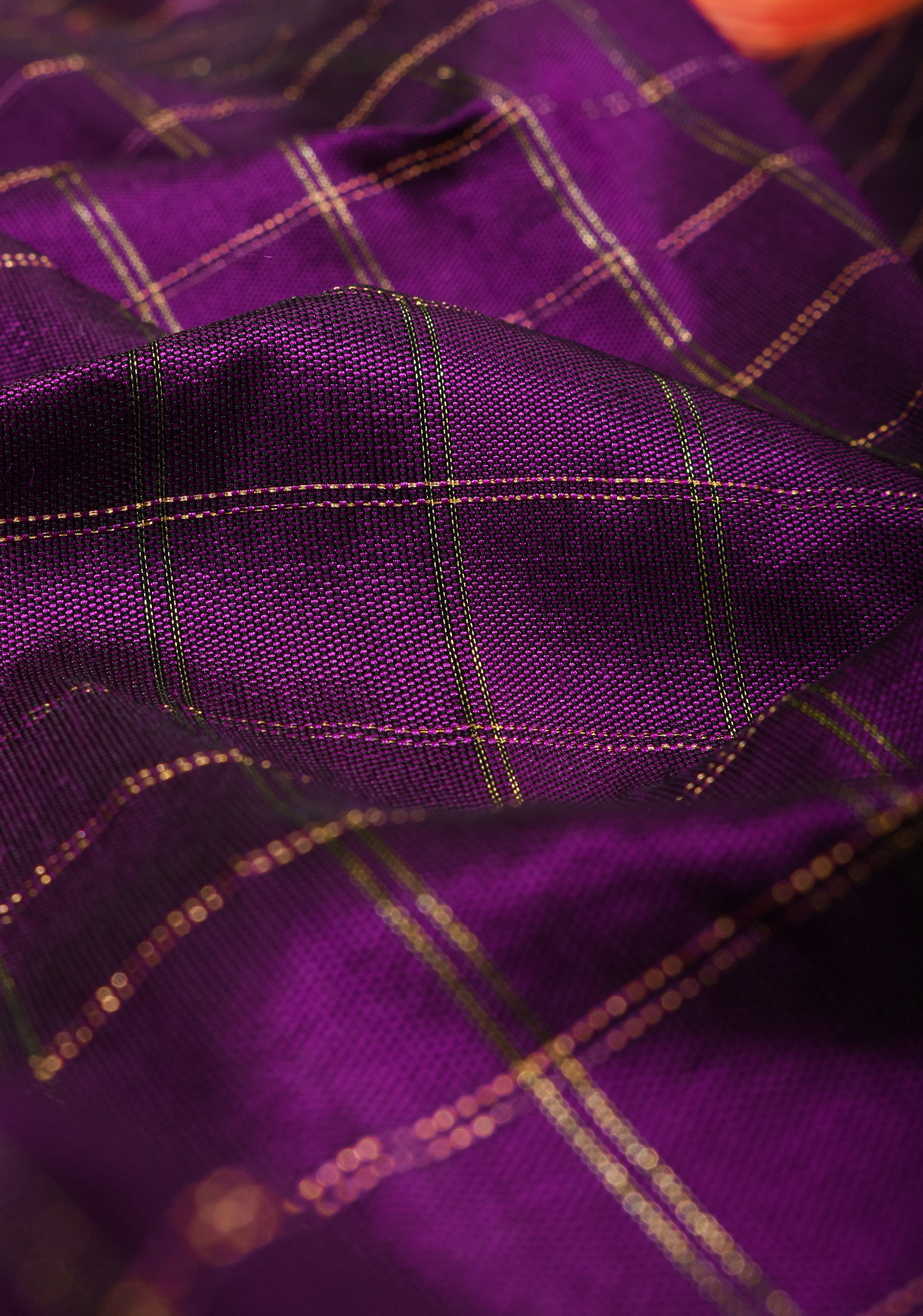 Authentic Yeola Handwoven Paithani Pure Silk Saree in Purple with Single Muniya Border in Checks and Fancy Pallu | SILK MARK CERTIFIED