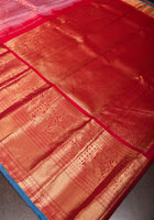 Dull Pink Brocade Gadwal Silk Saree with floral Jaal |CERTIFIED  SILK