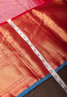 Dull Pink Brocade Gadwal Silk Saree with floral Jaal |CERTIFIED  SILK