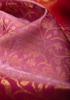 Dull Pink Brocade Gadwal Silk Saree with floral Jaal |CERTIFIED  SILK