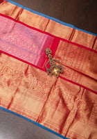 Dull Pink Brocade Gadwal Silk Saree with floral Jaal |CERTIFIED  SILK