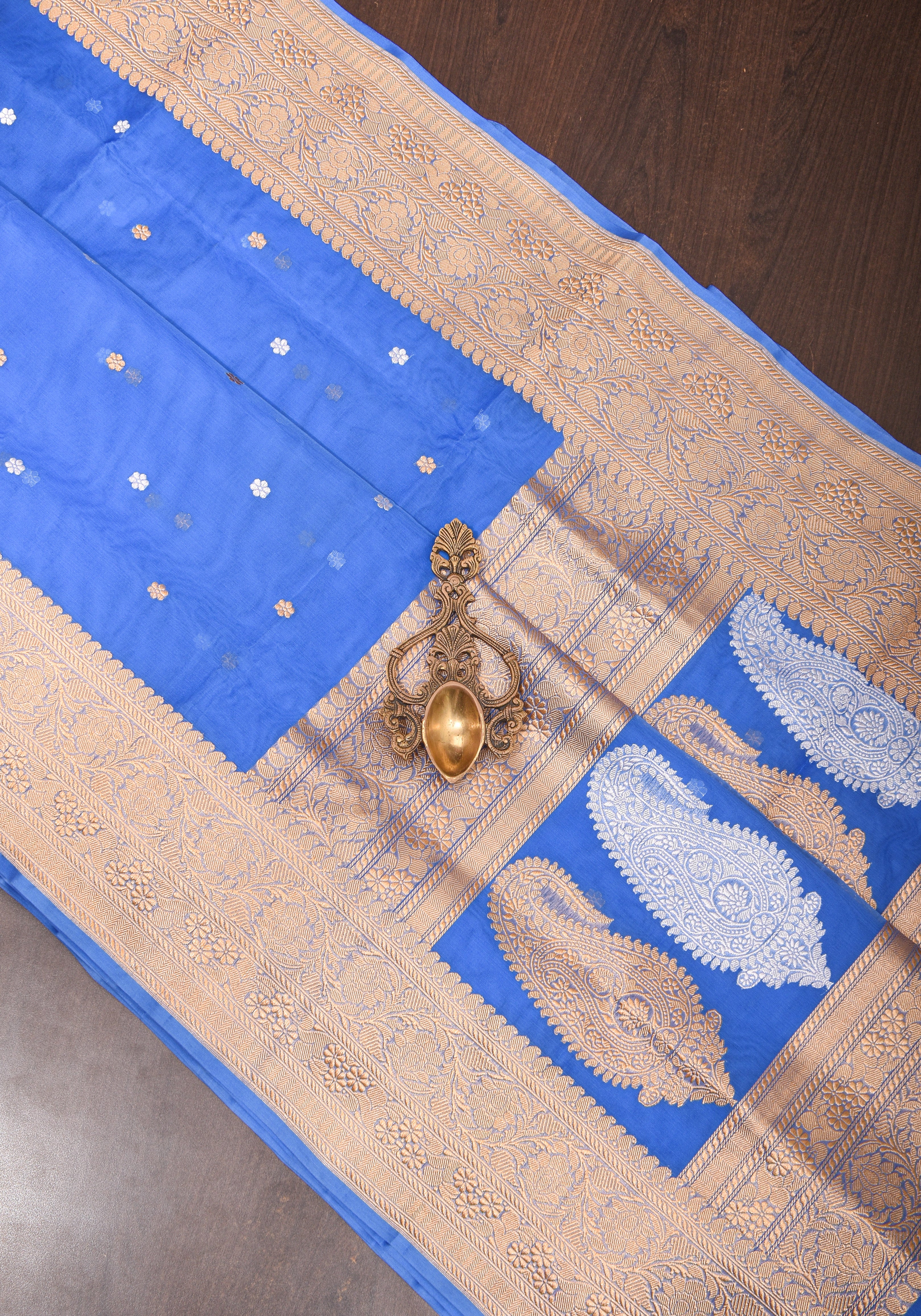 Exquisite Banarasi Kora Silk Saree in Berry Blue with Sona Rupa Zari and Resplendent Pallu  | SILK MARK CERTIFIED