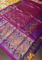 Ikkat Patola Kanjivaram Saree with Paithani Border, SILK MARK CERTIFIED