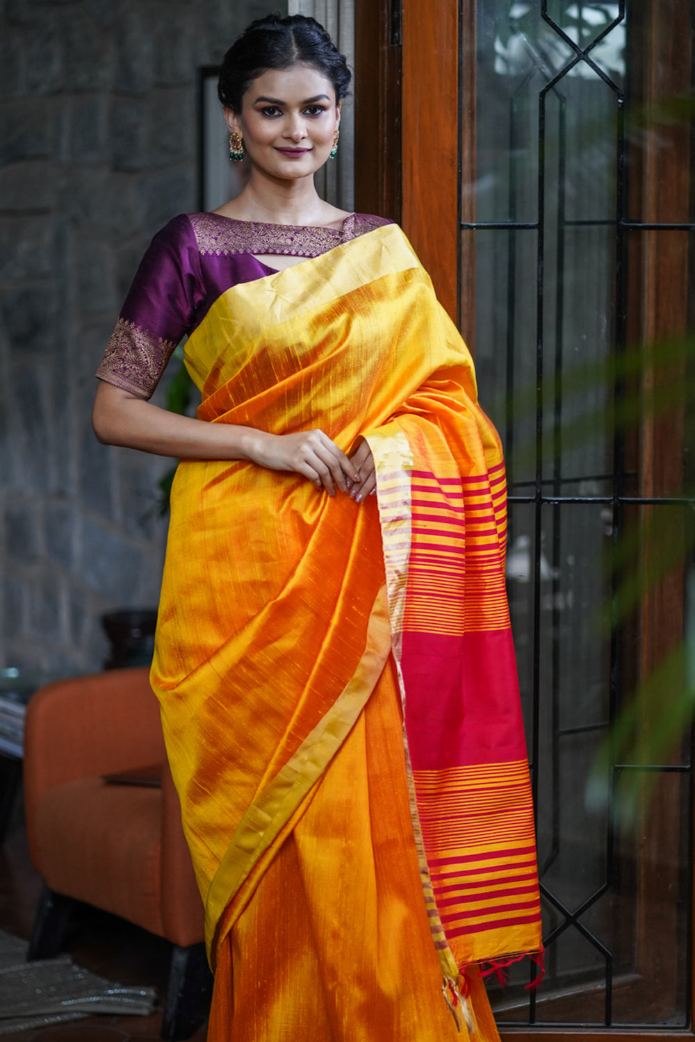 Buy Purple Zari Weaving Event Wear Silk Saree At Ethnic Plus