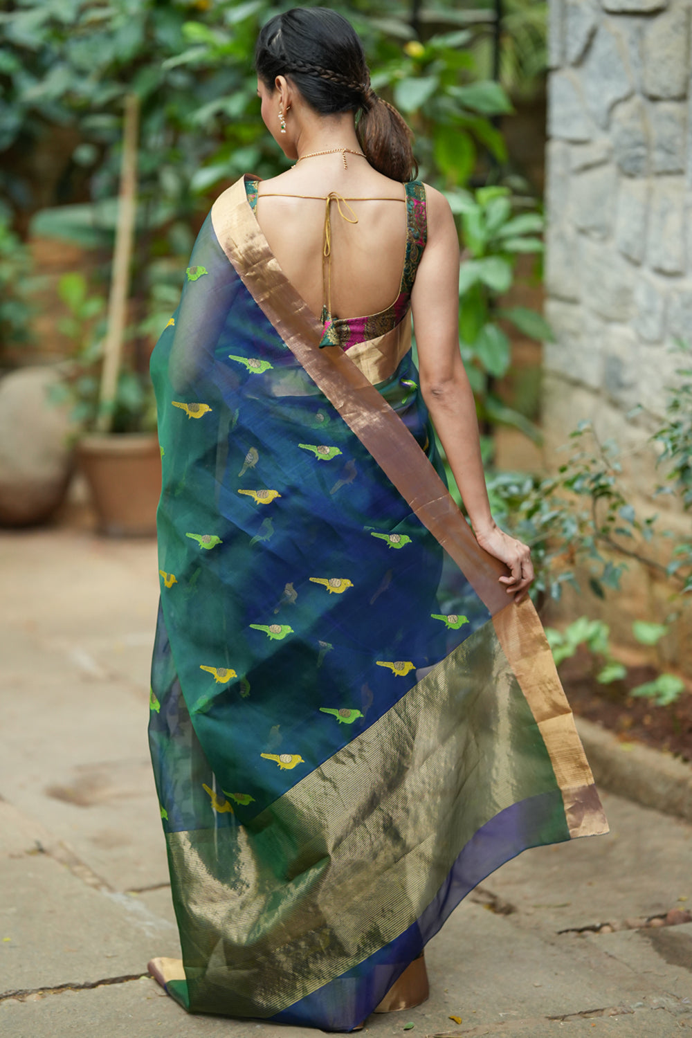 Shop Lime Green Chanderi Silk Hand Embroidered Saree Online | Weaveinindia  – WeaveinIndia