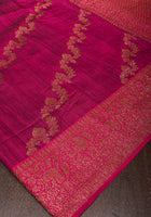 Wine tone Leheriya jaal Dupion Banarasi Silk Saree |CERTIFIED SILK