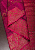 Wine tone Leheriya jaal Dupion Banarasi Silk Saree |CERTIFIED SILK