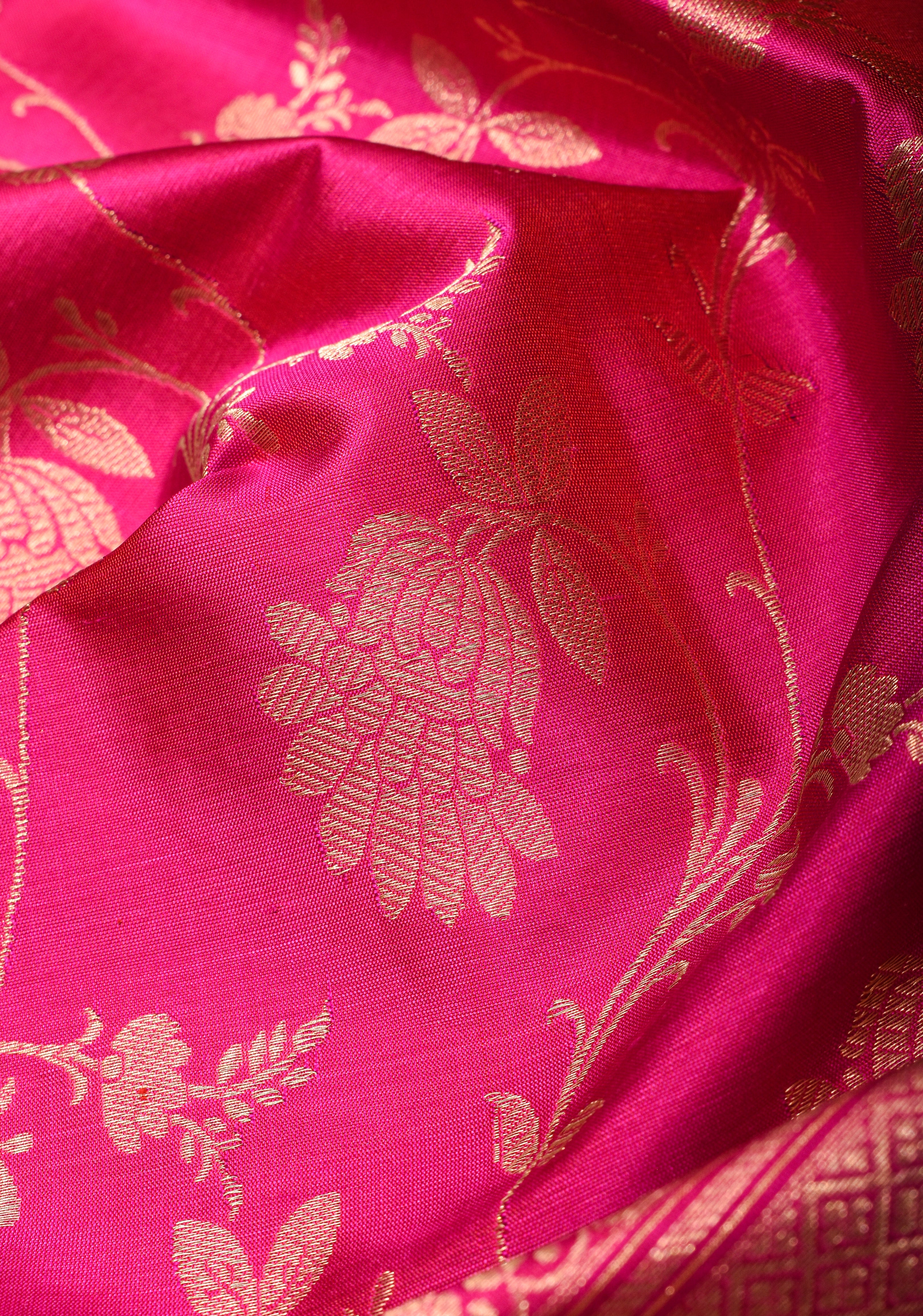 Banarasi Dupatta in Pink with Jaal Zari  and tassels | SILK MARK CERTIFIED