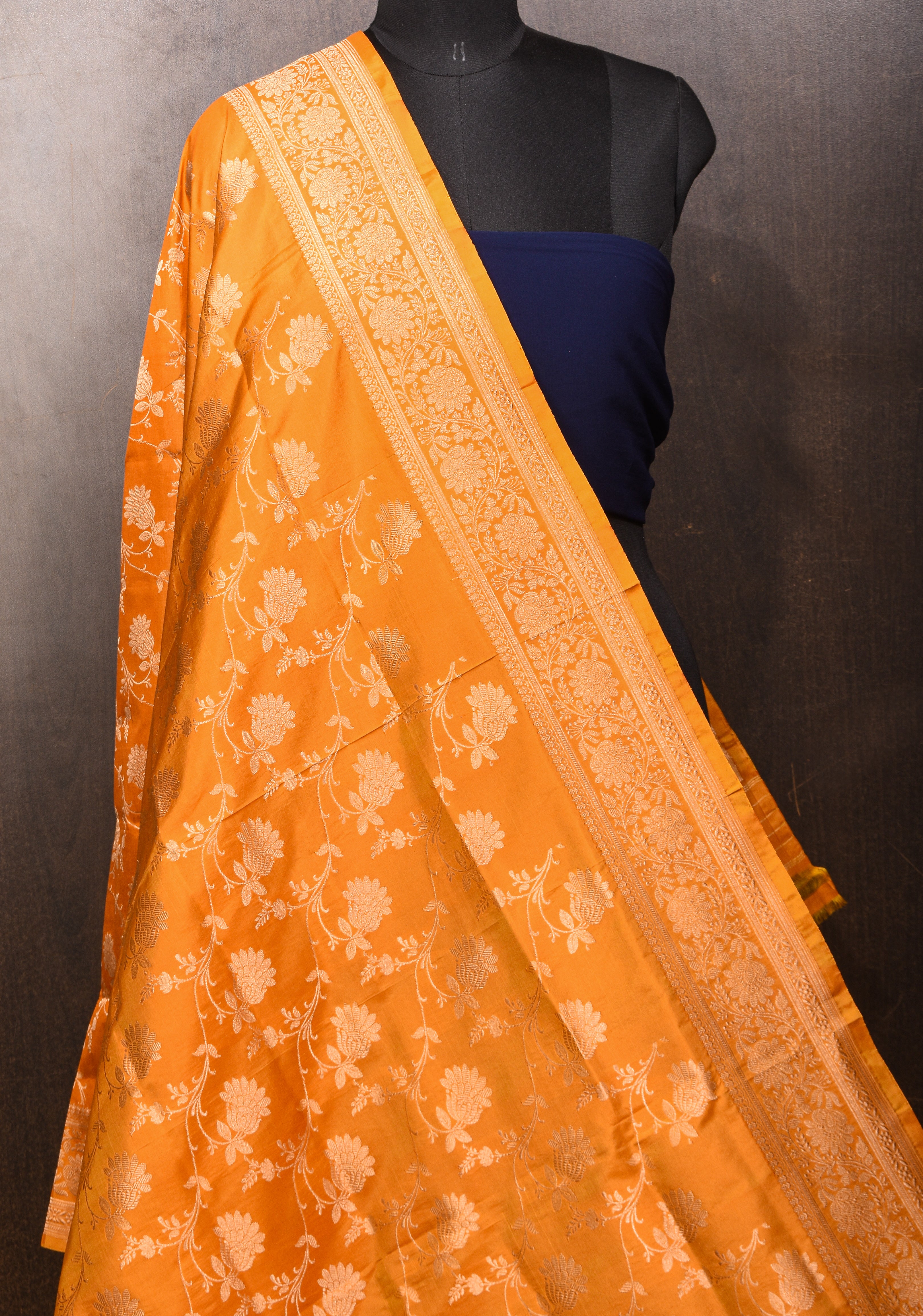 Banarasi Dupatta with Jaal zari in Yellow