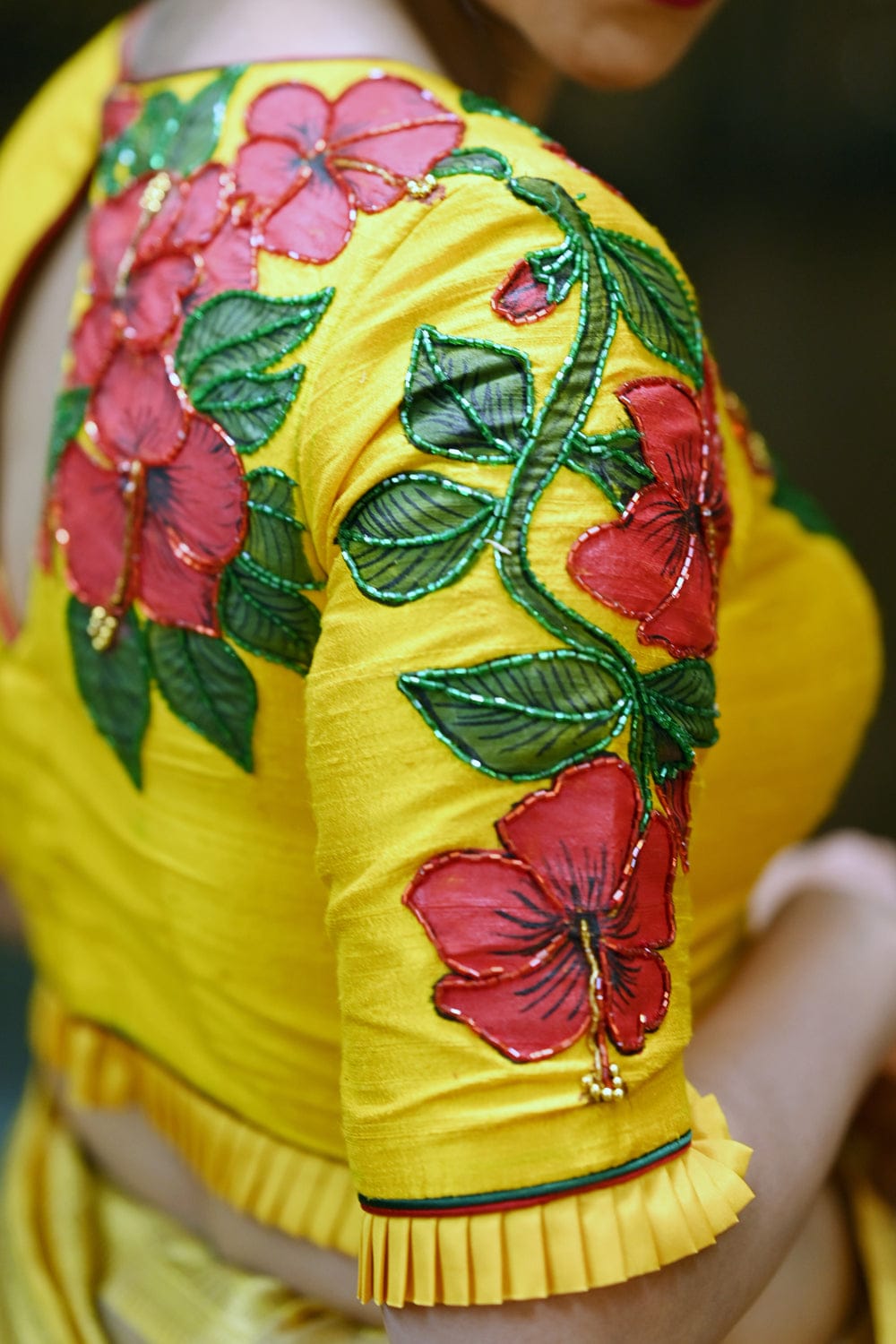 Yellow blouse cheap with flowers