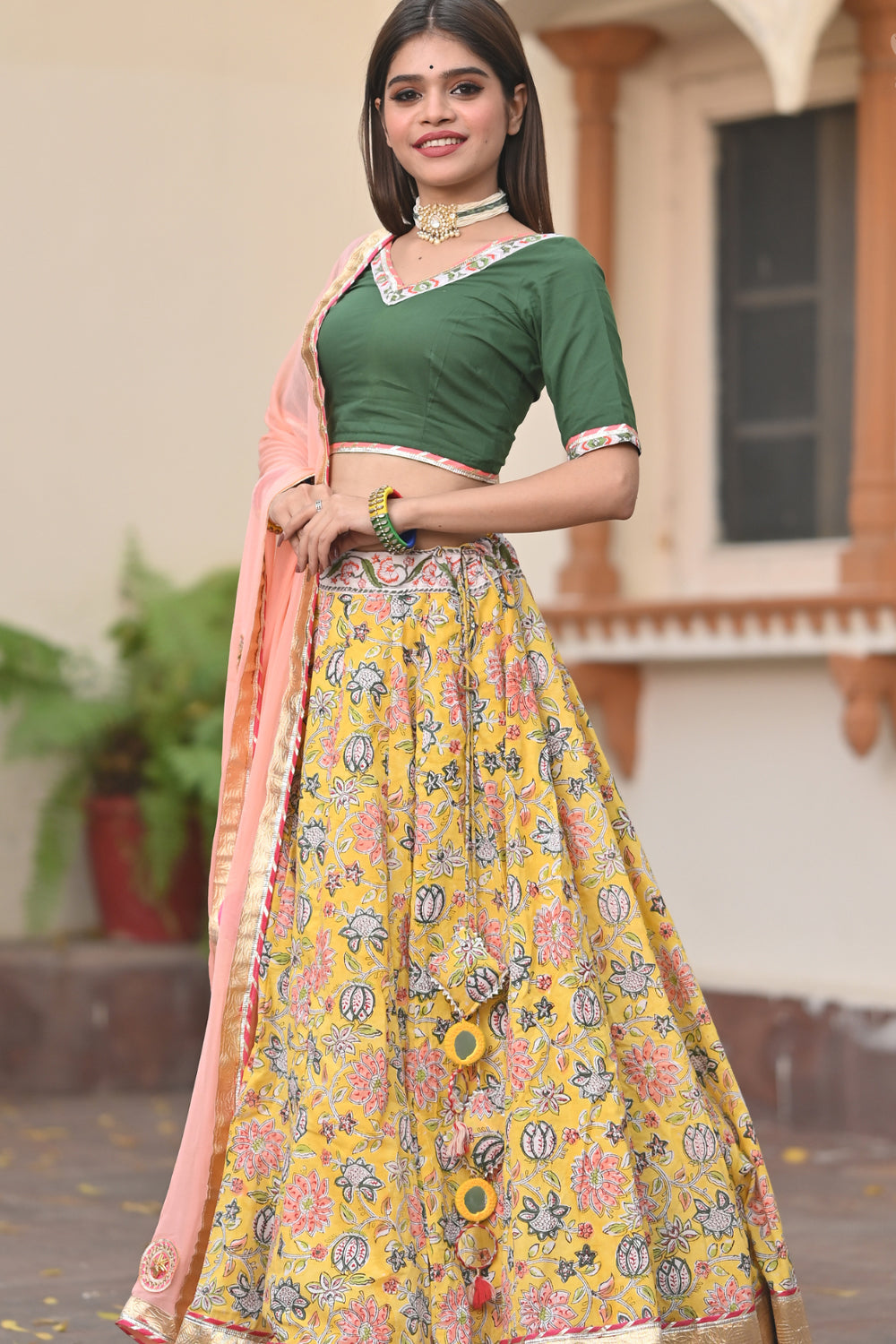 Floral and stripes lehenga set by trueBrowns | The Secret Label