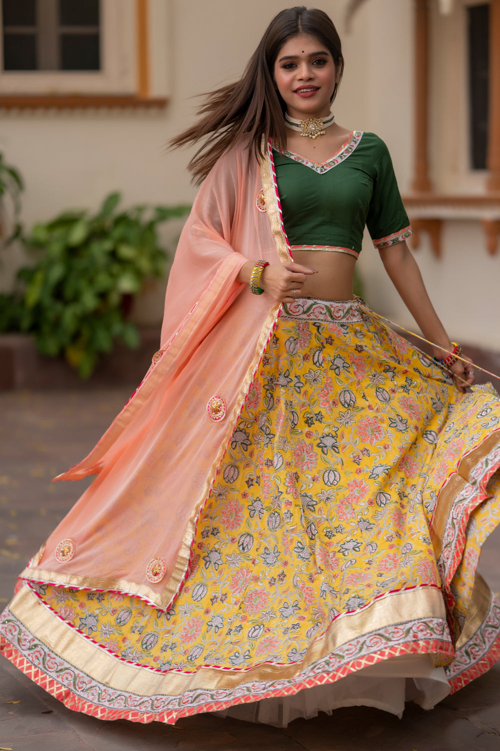 Buy Yellow Weaving Banarasi Jacquard Pattu Lehenga Choli Online