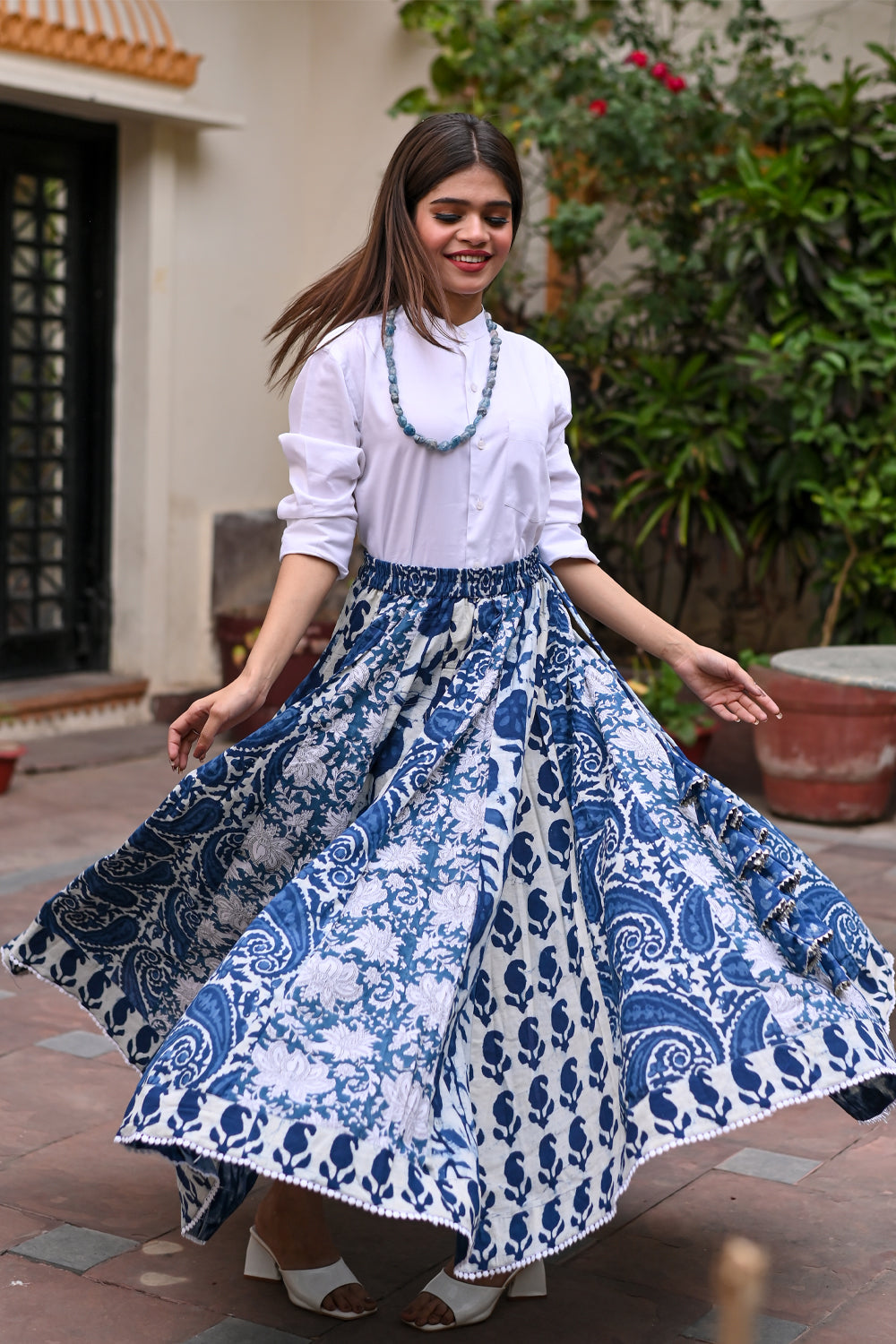 Custom made shop cotton maxi skirt