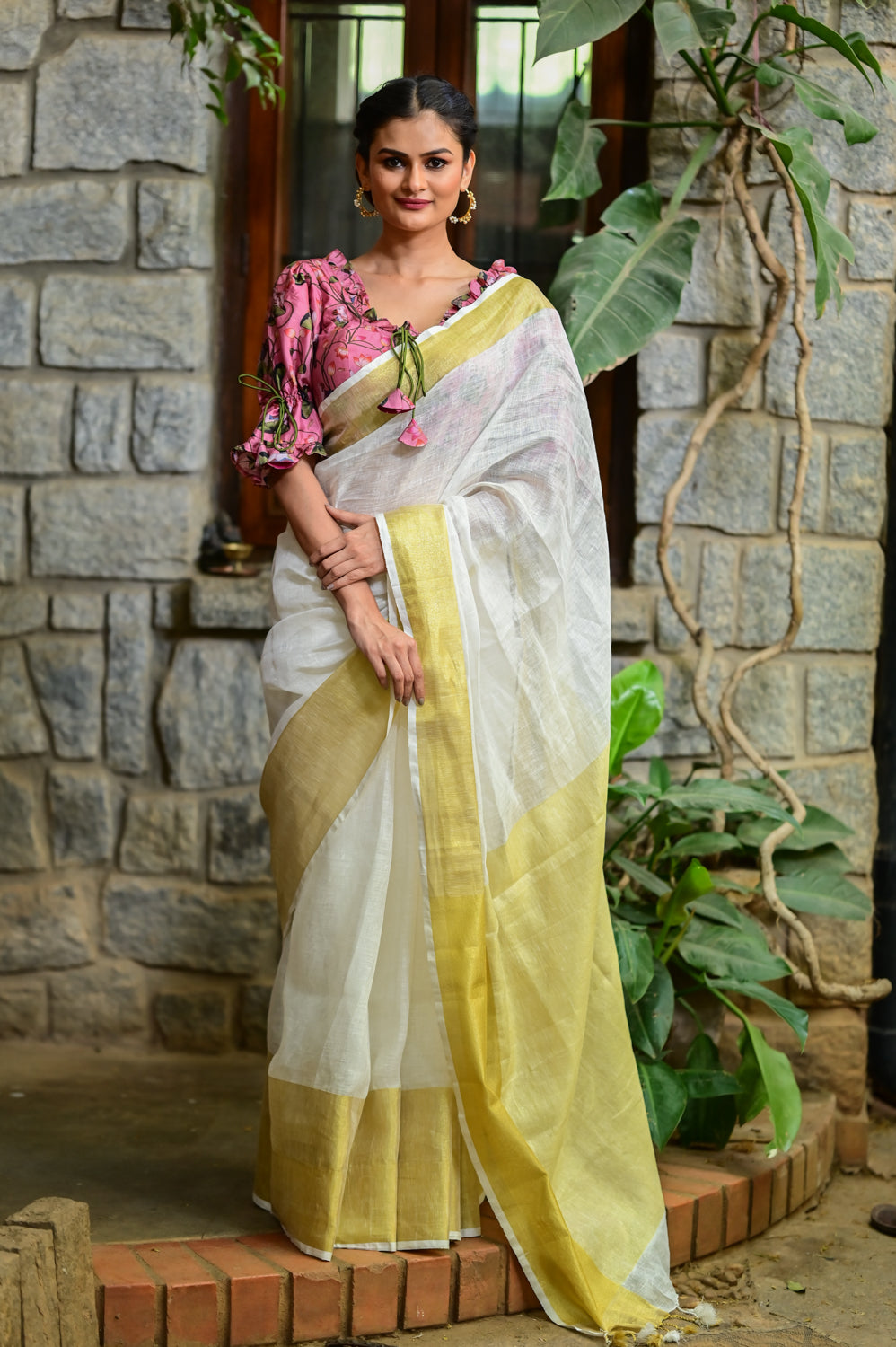 Party Wear Multicolor Pure Linen Digital Printed Saree, With blouse piece,  6.30 at Rs 450 in Surat