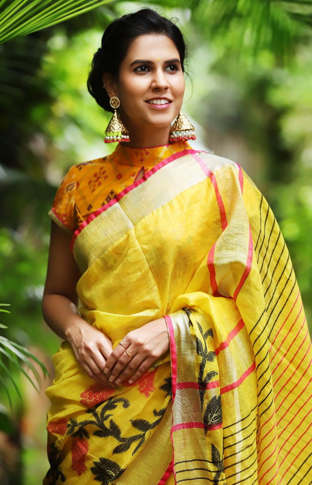 Buy Orange Katan Silk Handwoven Polka Dot Paithani Pattern Saree For Women  by Sacred Weaves Online at Aza Fashions.