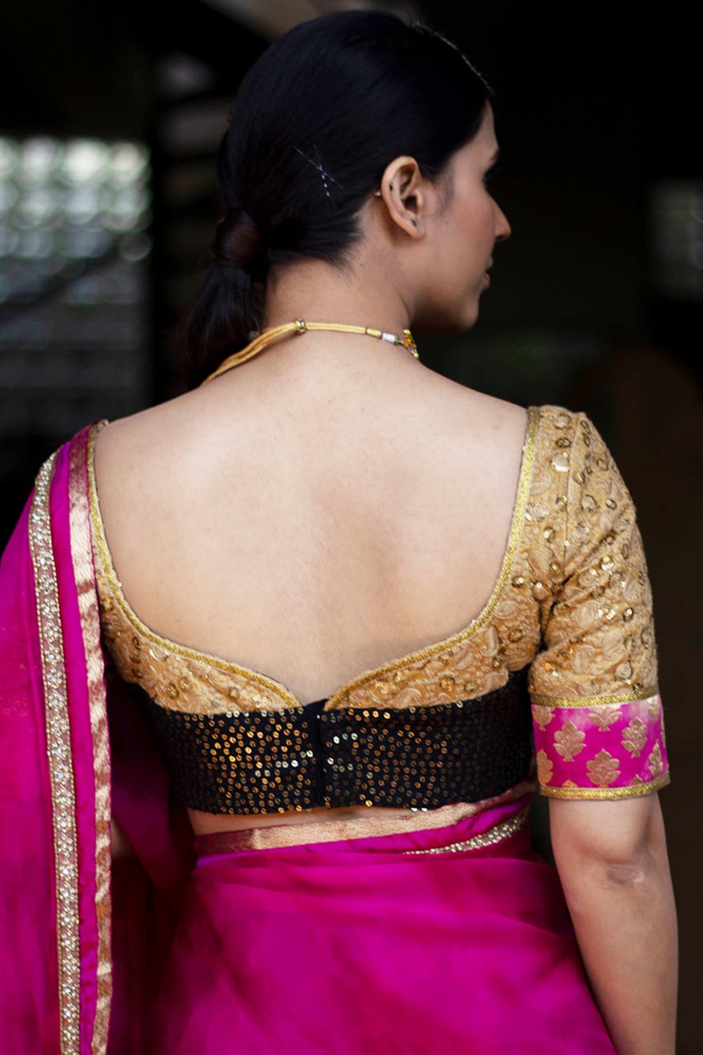 Saree Elegance - Stunning black blouse back design!... | Facebook