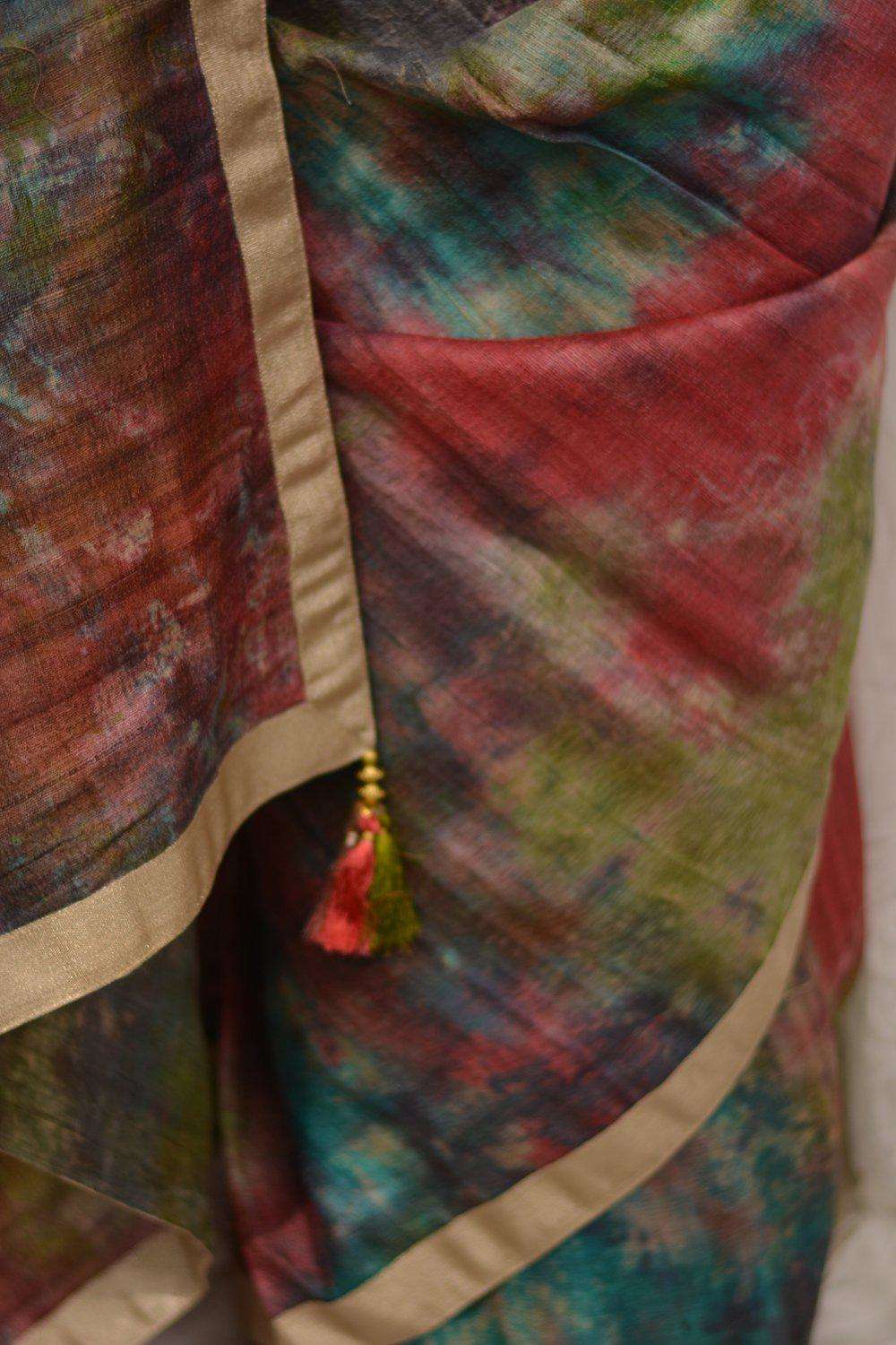 Buy/Send Festive Green Jute Silk Saree Online- FNP